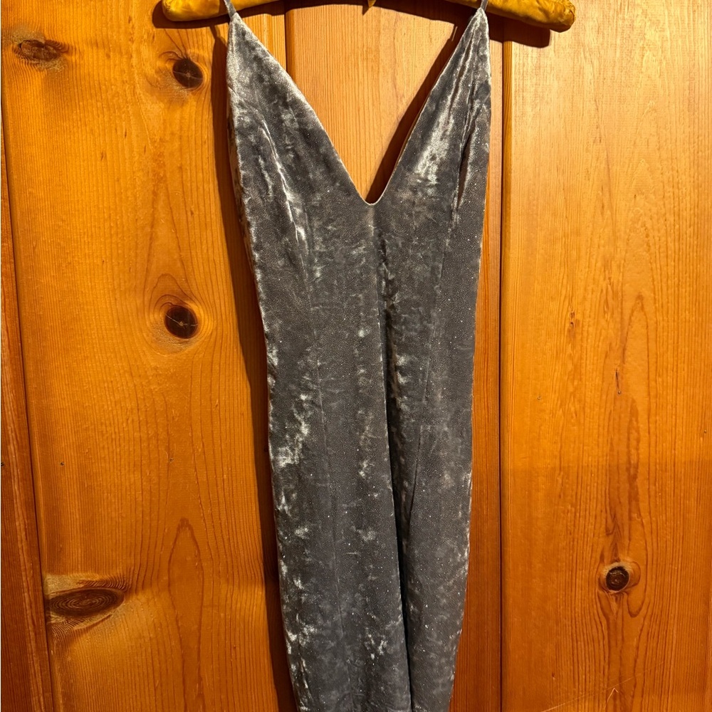 Elegant Gray Velvet Dress